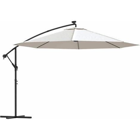 Parasol en porte-à-feux - Parasol déporté Parasol de Jardin et poteau métallique 350 cm Sable BV904568 - BonneVie (1/5)