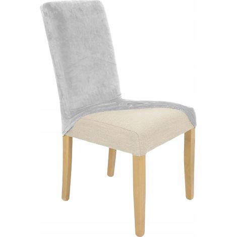Housse de chaise en velours élastique gris clair [21WW]