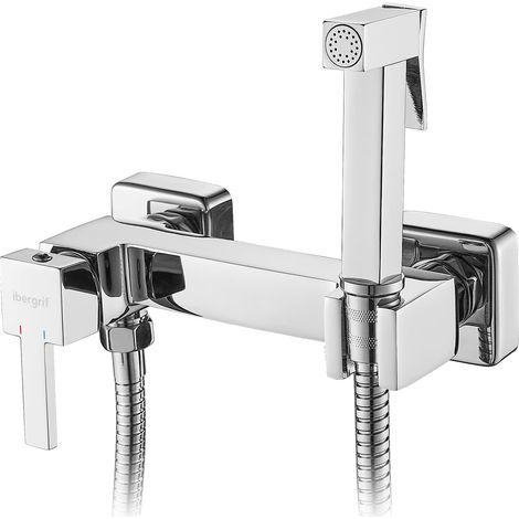 1 Set Mitigeur Douche Ibergrif Chromé, Flexible Support Douchette, Eau Chaude Froide, Salle De Bain