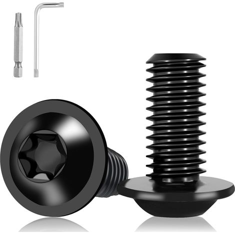 15 Stück M8 Torx-Schrauben, Edelstahl A2 V2A, schwarze Flachkopfschrauben mit Flansch, M8x16 mm, inklusive Torx-Schlüssel und Bohrer für Maschinen und Gerüste (1/5)