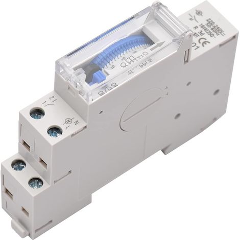 Minuteur mécanique 24 heures AC 220-240 V 15 minutes intervalle 96 fois marche/arrêt programmable minuterie électrique DIN Rail Installation Relais Commutateur (1/4)