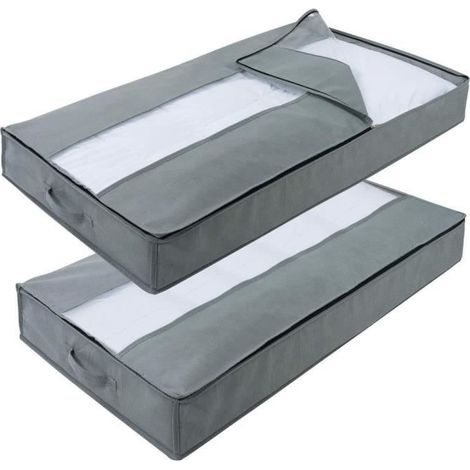 Sac de Rangement sous Lit - 2pièces - Gris - Closet Organizer Sac Souple - Pliable - 39,5 x 19,8 x 7,1 pouces