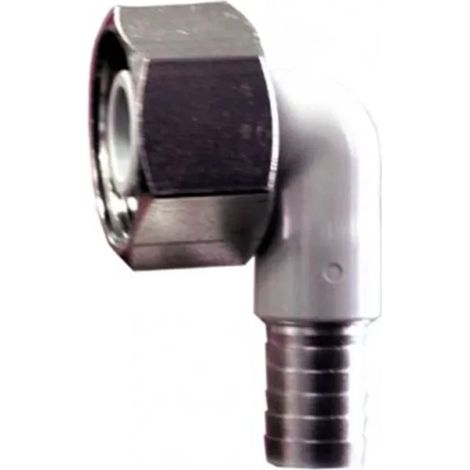 Raccordo a gomito CNS 90° per tubo birra 5/8", 10mm (1/2)