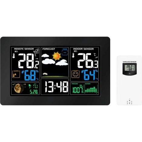 Station météo LCD réveil Intérieur/Extérieur Horloge Moniteur de température et d'humidité Despertador Moon Phase