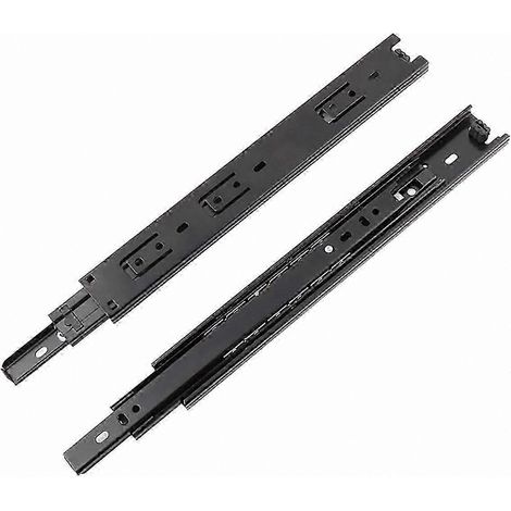 Glissières de tiroir télescopiques noires, 35 mm x 300 mm, entièrement déployées, une paire (2 pièces), adaptées aux armoires et aux meubles. (1/5)