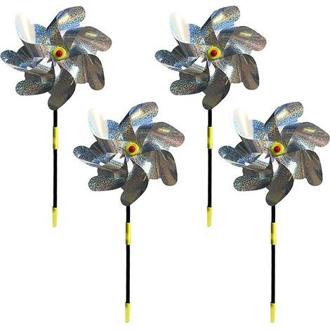 Vogelscheuchen-Dekoration, 4-teiliges Set reflektierender Windmühlen, Vogelscheuchen-Windmühlen zum Schutz und zur Dekoration von Garten, Bauernhof und Obstplantage, 48 × 18 cm (1/5)