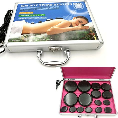 Ensemble de pierres chaudes électriques pour spa, coffret en aluminium, amélioration de la circulation, prise US 110V. (1/5)