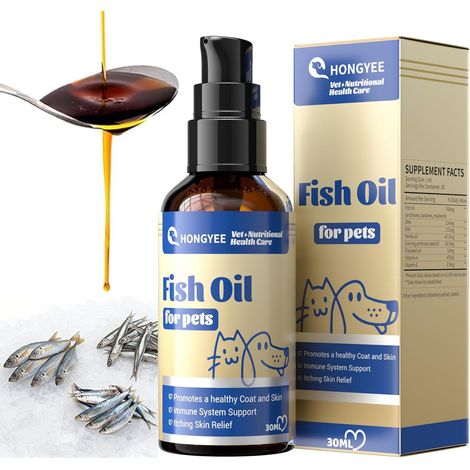 30ml Huile de Poisson Oméga 3-6-9 pour Chiens et Chats. Complément Naturel protège Peau, Pelage, articulations et cœur. Parfaitement adapté au régime Barf. (1/5)