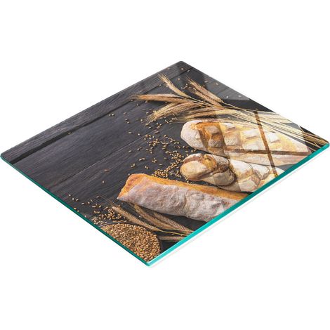 Tabla de pan decorativa multifuncional de madera templada para cocina, 60x52 cm