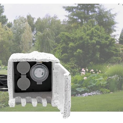 Multiprise jardin étanche 2 Prises et 1 Minuterie pour bassins ou massifs de fleurs