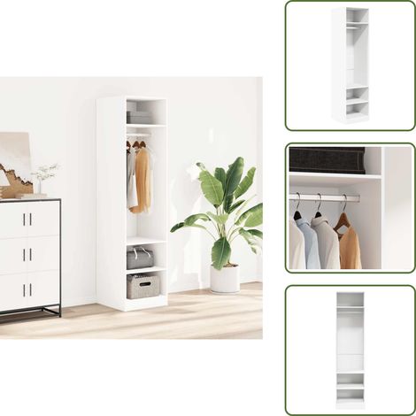 Garde-robe Blanc 50x50x200 cm Bois d'ingénierie - Armoire Blanche - Armoire Design - Meuble Rangement - Dressing Compact - Placard Blanc (1/5)