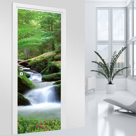 Stickers pour porte - Cascade - 63 x 205 cm - Adhésif MAT (1/2)