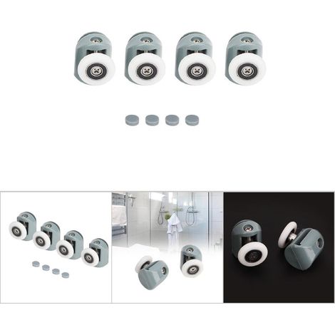 Rouleaux Galets Supérieurs Portes Douche Verre Coulissantes [Plastique+Nylon+Stainless Steel 304] [4 Pièces] (1/5)