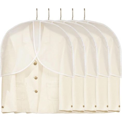Lot de 5 sacs transparents anti-poussière pour suspendre les vêtements dans les placards, ranger les vestes, les robes et les housses en PEVA. (1/4)