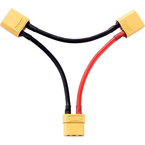 XT90 Connecteur Câble Batterie Série, XT90 Câble Adaptateur de Câble Série, Connecteurs de Batterie Série XT90 1 Femelle vers 2 Mâles, avec 12AWG Câble, pour RC Lipo