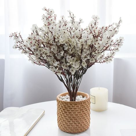 TrAdE Shop Traesio - 2 Pz Fiori Pesco Finti Artificiali Primavera Decorazione Interno Esterno Bouquet - Bianco (1/3)