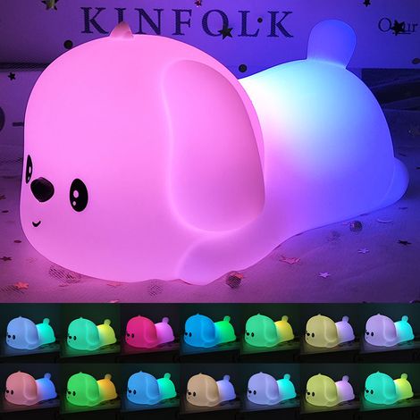 Veilleuse Enfant Silicone Tactile JL-219 Rechargeable USB 7 Couleurs Minuterie Portable Douce Chambre Bébé Cadeau (1/4)