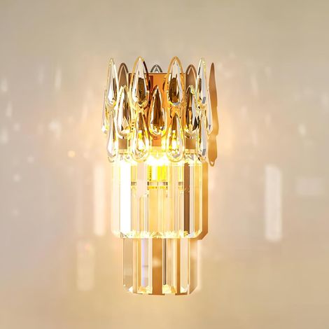 Cristallo Applique da Parete interno Lusso 16x35 cm per Camera da Letto Soggiorno Corridoio Illuminazione Regolabile Colore Luce