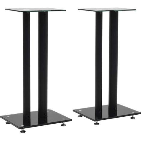 Lautsprecherständer 2 Stk. Doppelsäulen-Design Hartglas Schwarz