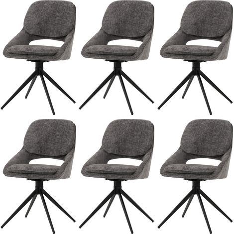 Lot de 6 chaises de salle à manger HWC-N73, chaise de cuisine, pivotante Auto-Return, tissu/textile chenille (490g/m²) O (1/5)
