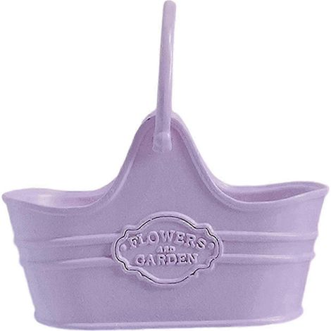 Panier à fleurs miniature en métal, mini panier de pique-nique avec poignées pour maison de poupée-Purple (1/5)