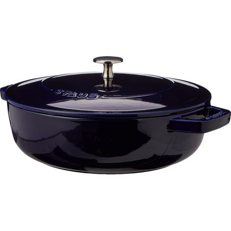 STAUB Pentola in ghisa Chistera, adatta a tutti i tipi di fornelli, induzione inclusa, rotonda, 24 cm, 2,5 L, Made in France, blu scuro (1/4)