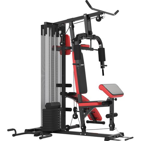 SPORTNOW Stazione Fitness Multifunzione con 65kg di Pesi Nera