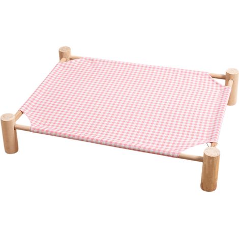 1 lit pour chat, structure surélevée en bois, tissu respirant, usage intérieur/extérieur, adapté chats chiens lapins (1/5)