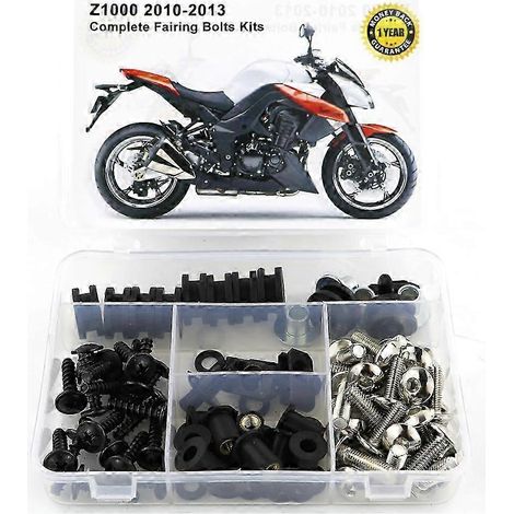 Kit complet de boulons, clips, vis et écrous de carénage en acier (argenté) pour moto Kawasaki Z1000 2010-2013 (1/5)