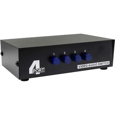 Commutateur AV RCA 4 ports avec 4 entrées et 1 sortie, vidéo composite, sélecteur audio L/R, compatible avec DVD, décodeur et consoles de jeux (unité) WHBYV (1/4)