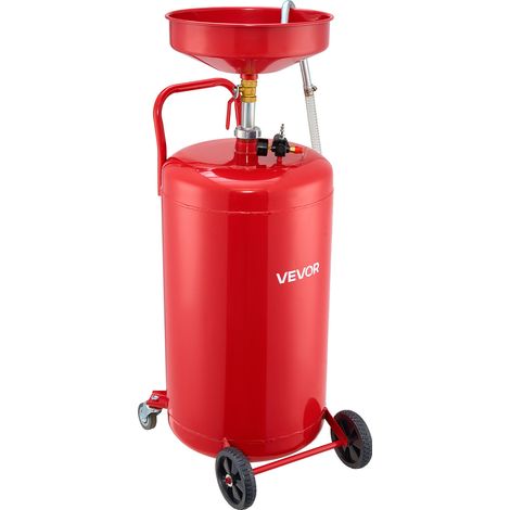 VEVOR Serbatoio di Scarico dellOlio Esausto 95 Litri, Scaricatore Pneumatico Portatile per Olio con Imbuto Altezza Regolabile con Ruote, Drenaggio per Trasferimento Carburante per Officine