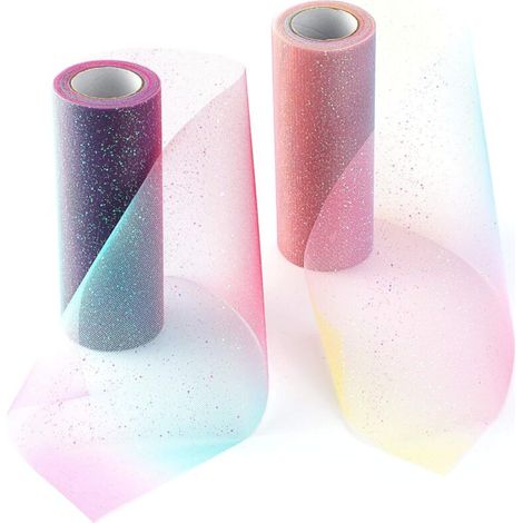 6 pouces 10 yards/30 pieds arc-en-ciel paillettes tulle rouleau tissu tutu jupe de table ruban de table tulle filet pour ruban de tulle de fête, ensoleillé