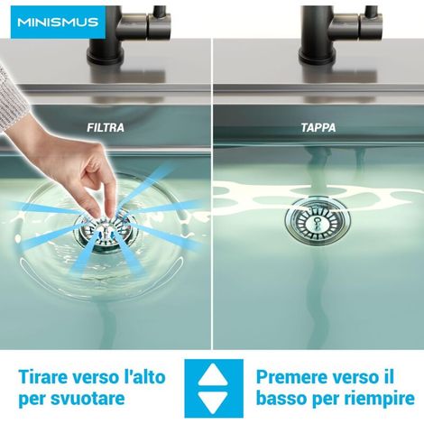 Accessoire évacuation évier:Bouchon Évier Cuisine Filtre avec Goupille Réglable - Universel Cuisine Bouchon Évier, Panier Crépine Pop-Up, Inoxydable, Compatible Lave-Vaisselle (82mm) (1/3)