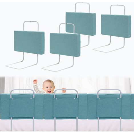 Jiubiaz 4x Bettgitter 50cm Grün, Bettschutzgitter Set, 5-Loch höhenverstellbar, Rausfallschutz Kinderbettgitter für Babybett & Familienbett (1/5)