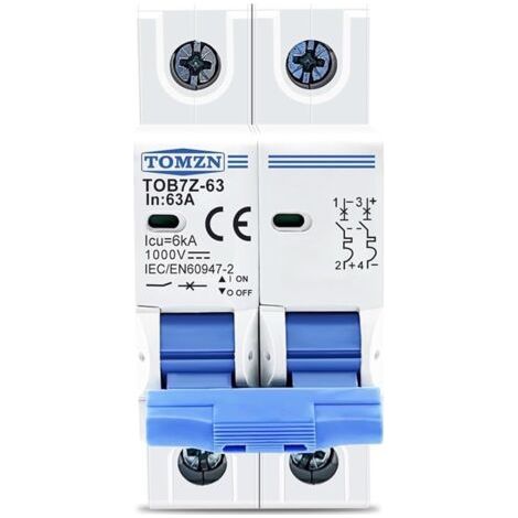 2P DC 1000V Solar Mini Circuit Breaker 3A, 6A, 10A, 16A, 20A, 25A, 32A, 40A, 50A, 63A DC for Photovoltaic System (1/4)