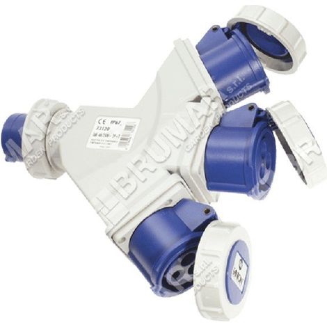 Adattatore spina CEE 6H con 2 prese 2P+T COMPATIBILE - 008974