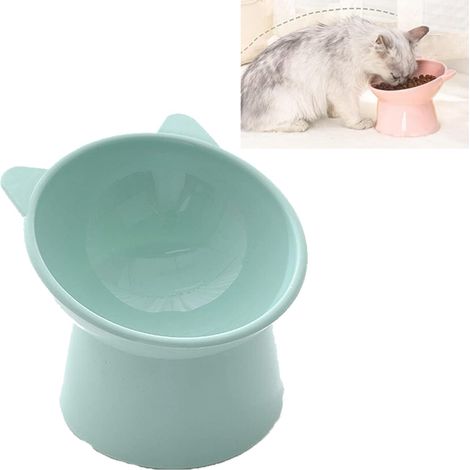 Gamelle ergonomique pour chat, gamelle surélevée inclinée à 45°, gamelle anti-déversement, gamelle surélevée sur pieds, gamelle anti-vomissements pour chats d'intérieur (bleue) (1/5)