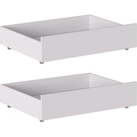 Abitare – Set de 2 commodes sous lit 100.5x68 cm blanc mat – Structure en panneaux de fibres composites – Équipées de roues pour extraction facile (1/5)