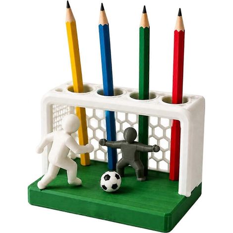 Pot à crayons joueur de football 4 emplacements organiseur de bureau écologique surface lisse compatible AA (1/5)