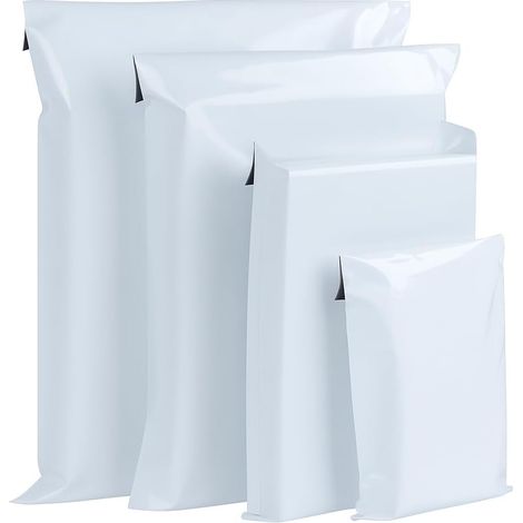 100 Pieces Vintage Package, 4 Sizes Plastic Envelope Shipping, Self Adhesive Vintage Parcel Pouch, Clothes/Shoes Package, Waterproof Postal Bag, White (1/5)