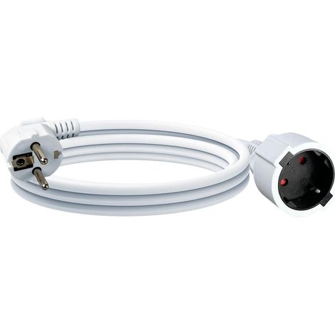 Rallonge Électrique IP44 3 m – Câble PVC Anti-Surchauffe avec Clip de Rangement – H05VV-F 3G1,5mm², 16A/250V, 4000W – Intérieur/Extérieur – Blanc (1/5)