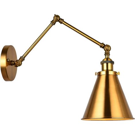 HOXILEELEO - Applique a muro-industriale in ottone con paralume conico e braccio regolabile, ideale per un bar o di un bagno interno. (1/5)