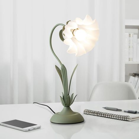 Lampe de chevet enfant à intensité variable, col de cygne avec abat-jour muguet, pour la lecture et le bureau, verte (1/5)