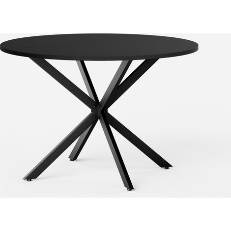 Tavolo rotondo nero da 120 cm con gambe in acciaio a X HOMVRA (1/5)