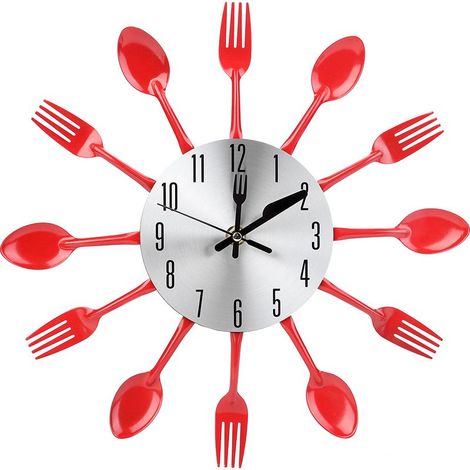 Horloge Murale - Acier Inoxydable - 30 Cm - Décoration Cuisine Salon Bureau - 1 Pièce (1/5)
