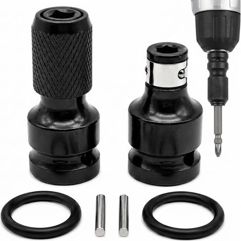 Lot de 2 Adaptateurs d'Embouts pour Visseuse à Choc - Convertisseur Douille 1/2 à 1/4 Pouce - Accessoire Robuste en Acier au Carbone pour Clé à Choc et Tournevis à Frapper (1/5)