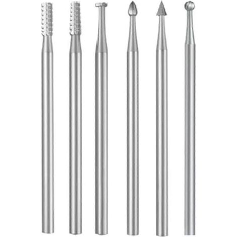 Lot de 6 fraises à graver en acier à queue de 3/32 pouce, forets à sculpter couleur ambre olive pour outils rotatifs (fraises à sculpter de 2,3 mm) (1/5)