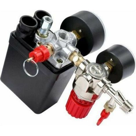 Compresseur d'air pressostat avec manomètre régulateur – Débit 3000 L/min – Plage de pression 90 à 120 psi – Installation rapide (1/4)