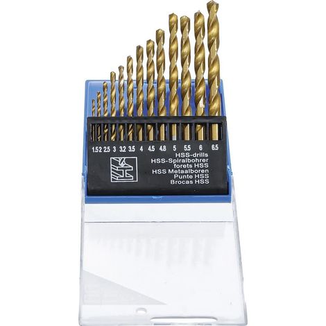 Coffret de 13 forets a metaux hss revetement nitrure de titane 1,5-6,5 mm (1/2)