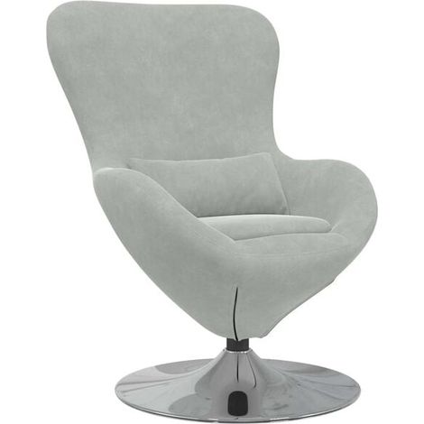 Fauteuil œuf en velours gris clair (1/5)